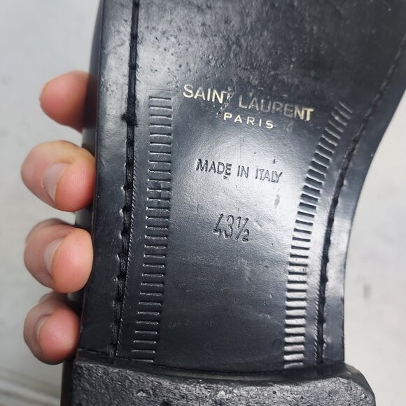 YSL Yves Saint Laurent MENS  Black Logo Penny Patent Loafer Shoe main image 12